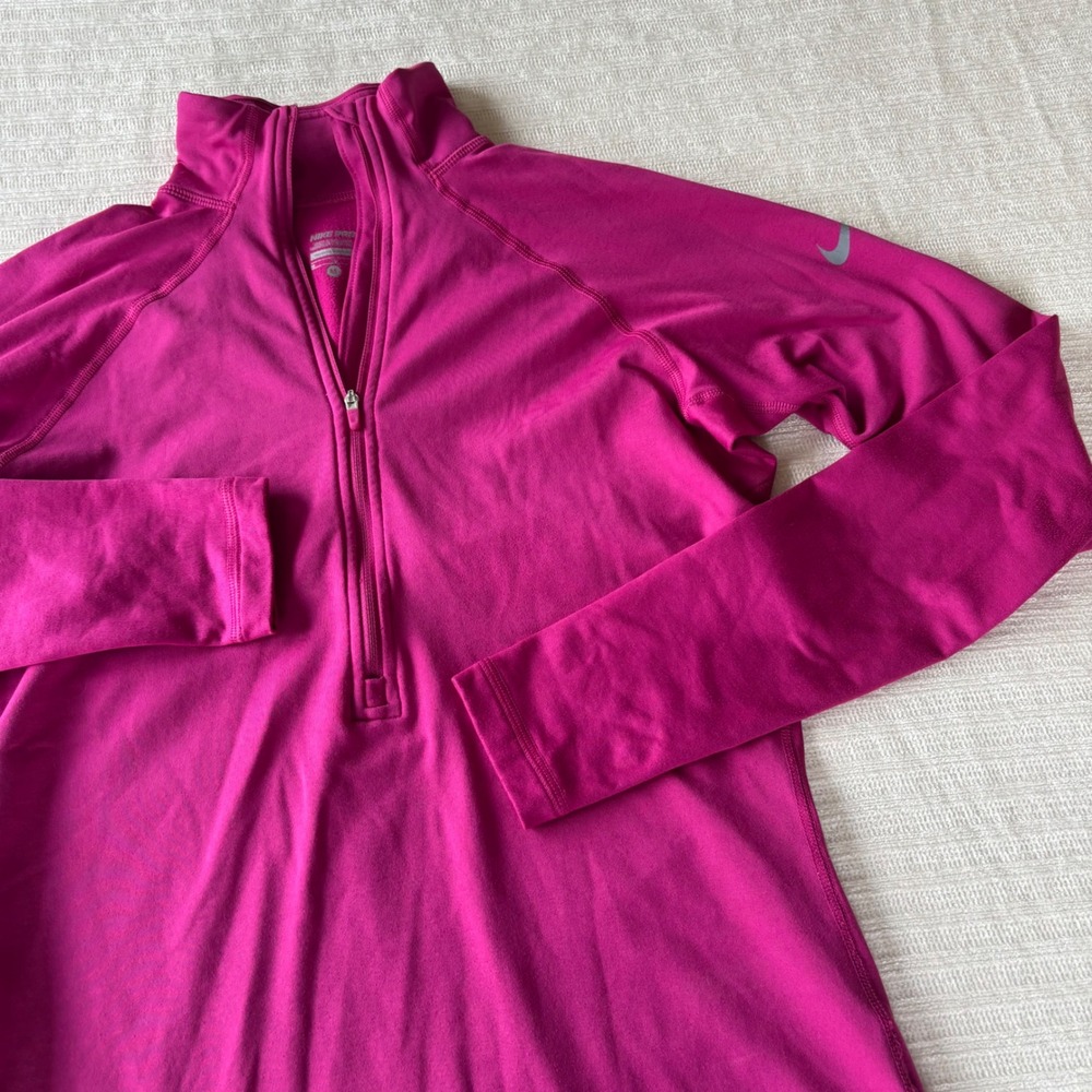 Nike Pro Dri-FIT Womens Magenta Pink Quarter Zip Fleece Pullover 485379-678